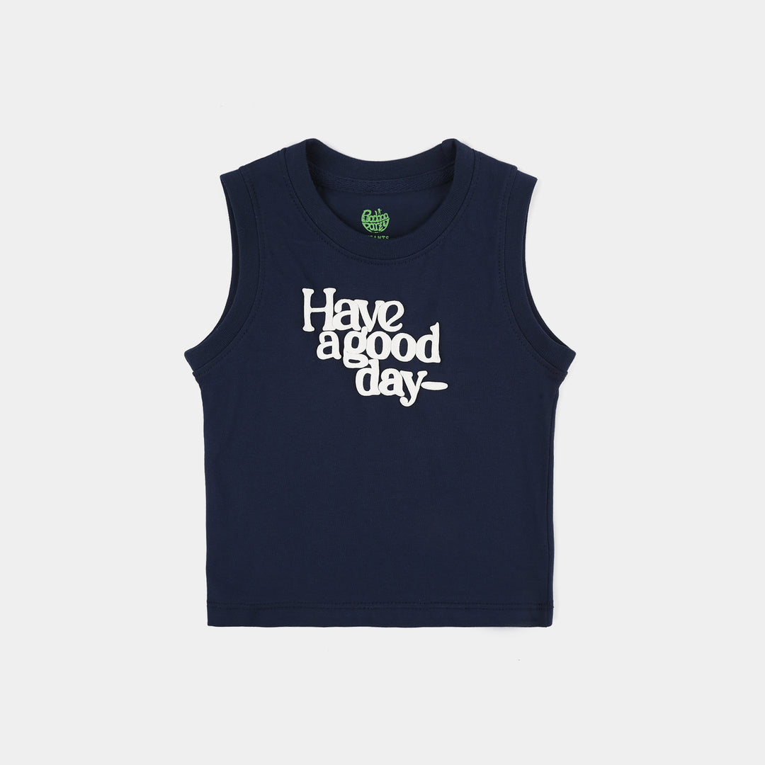 Infant Boys Jersey/Terry Sando Have A Good Day-Navy Blue