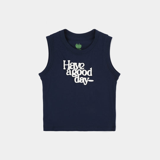 Infant Boys Jersey/Terry Sando Have A Good Day-Navy Blue
