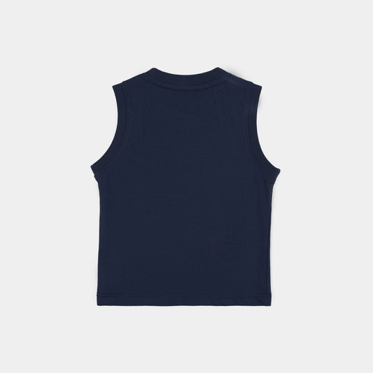 Infant Boys Jersey/Terry Sando Have A Good Day-Navy Blue