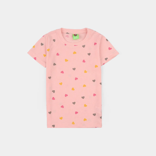 Infant Girls Thermal T-Shirt Hearts-PINK