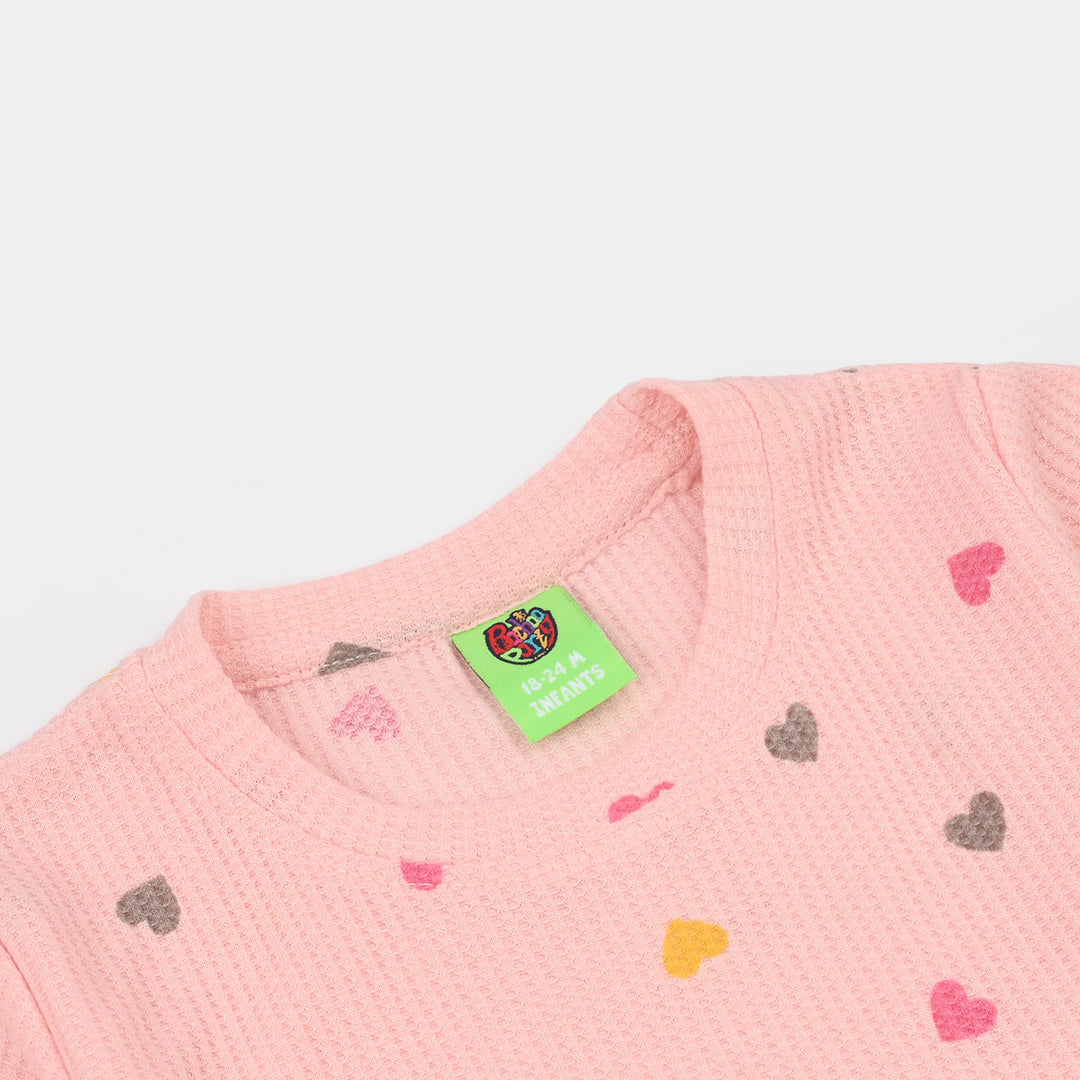 Infant Girls Thermal T-Shirt Hearts-PINK