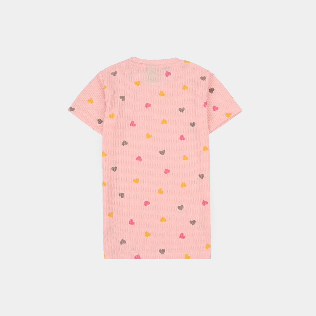 Infant Girls Thermal T-Shirt Hearts-PINK