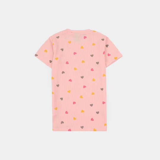 Infant Girls Thermal T-Shirt Hearts-PINK