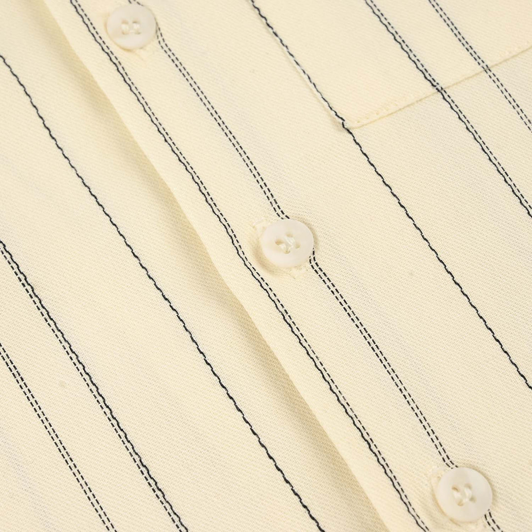Boys Yarn Dyed Woven Suit 2 Piece (Cuban Stripe) - Off White