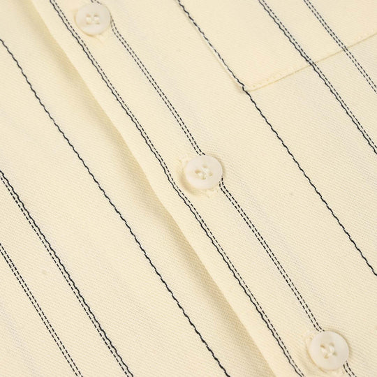 Boys Yarn Dyed Woven Suit 2 Piece (Cuban Stripe) - Off White