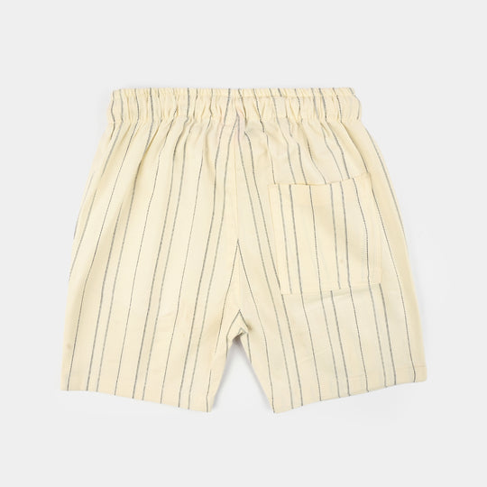 Boys Yarn Dyed Woven Suit 2 Piece (Cuban Stripe) - Off White