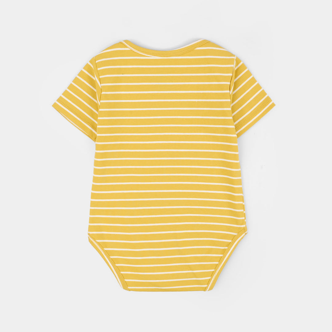 Infant Boys Cotton Jersey T-Shirt + Romper (Big Roar) - Off White/Yellow