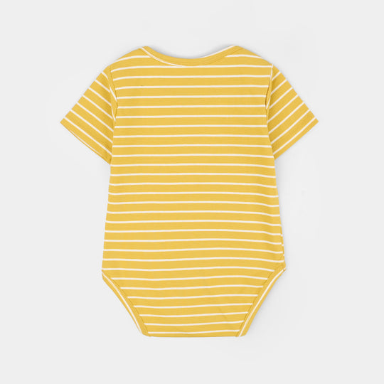 Infant Boys Cotton Jersey T-Shirt + Romper (Big Roar) - Off White/Yellow