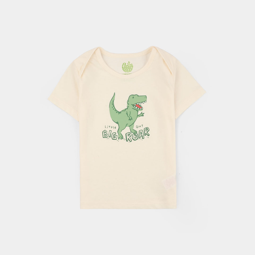 Infant Boys Cotton Jersey T-Shirt + Romper (Big Roar) - Off White/Yellow