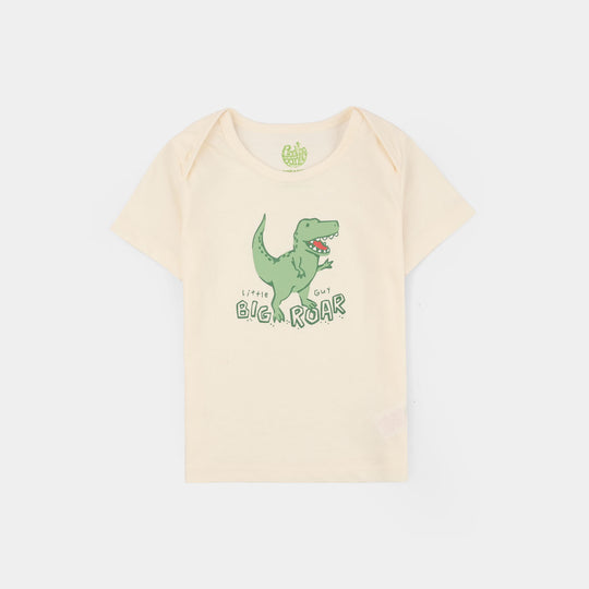 Infant Boys Cotton Jersey T-Shirt + Romper (Big Roar) - Off White/Yellow