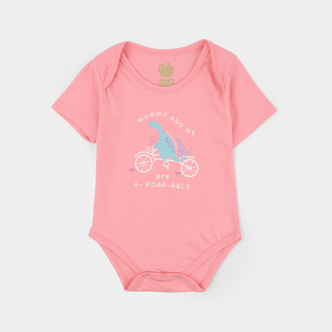 Infant Girls Cotton Jersey Romper and Pajama (Mommy & Me) - Pink/White