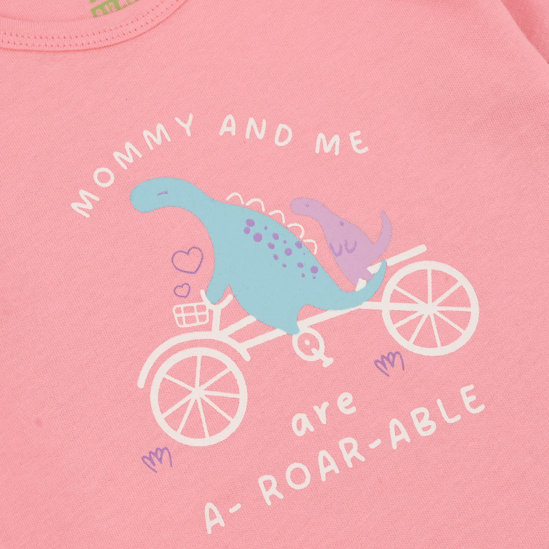 Infant Girls Cotton Jersey Romper and Pajama (Mommy & Me) - Pink/White