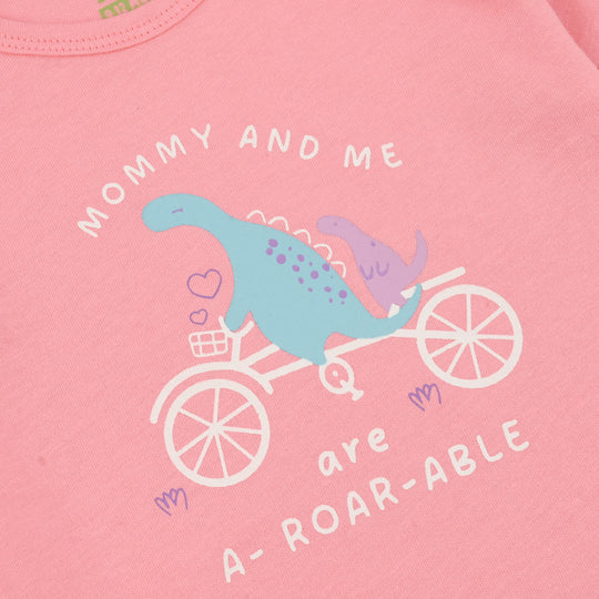 Infant Girls Cotton Jersey Romper and Pajama (Mommy & Me) - Pink/White