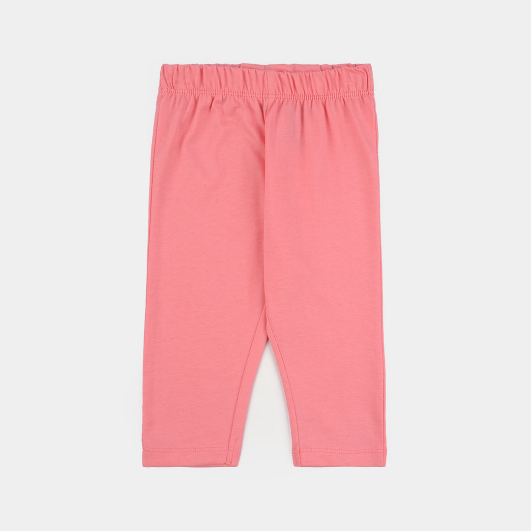 Infant Girls Cotton Jersey Set (Little One T-Shirt + Frock + Trouser) - White/Pink