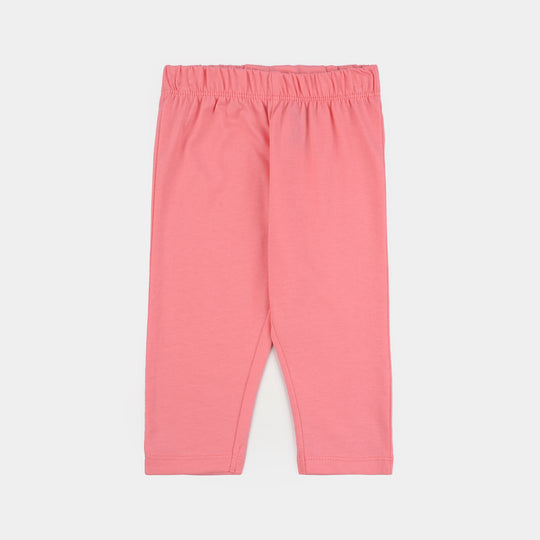 Infant Girls Cotton Jersey Set (Little One T-Shirt + Frock + Trouser) - White/Pink