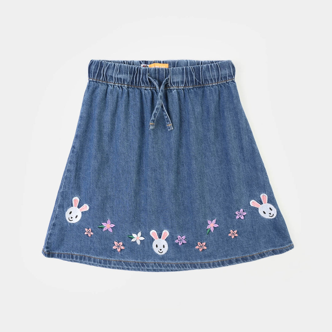 Girls Denim rigid Skirt Rabbit-Dark Blue