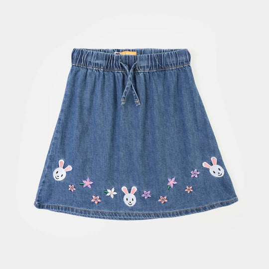Girls Denim rigid Skirt Rabbit-Dark Blue