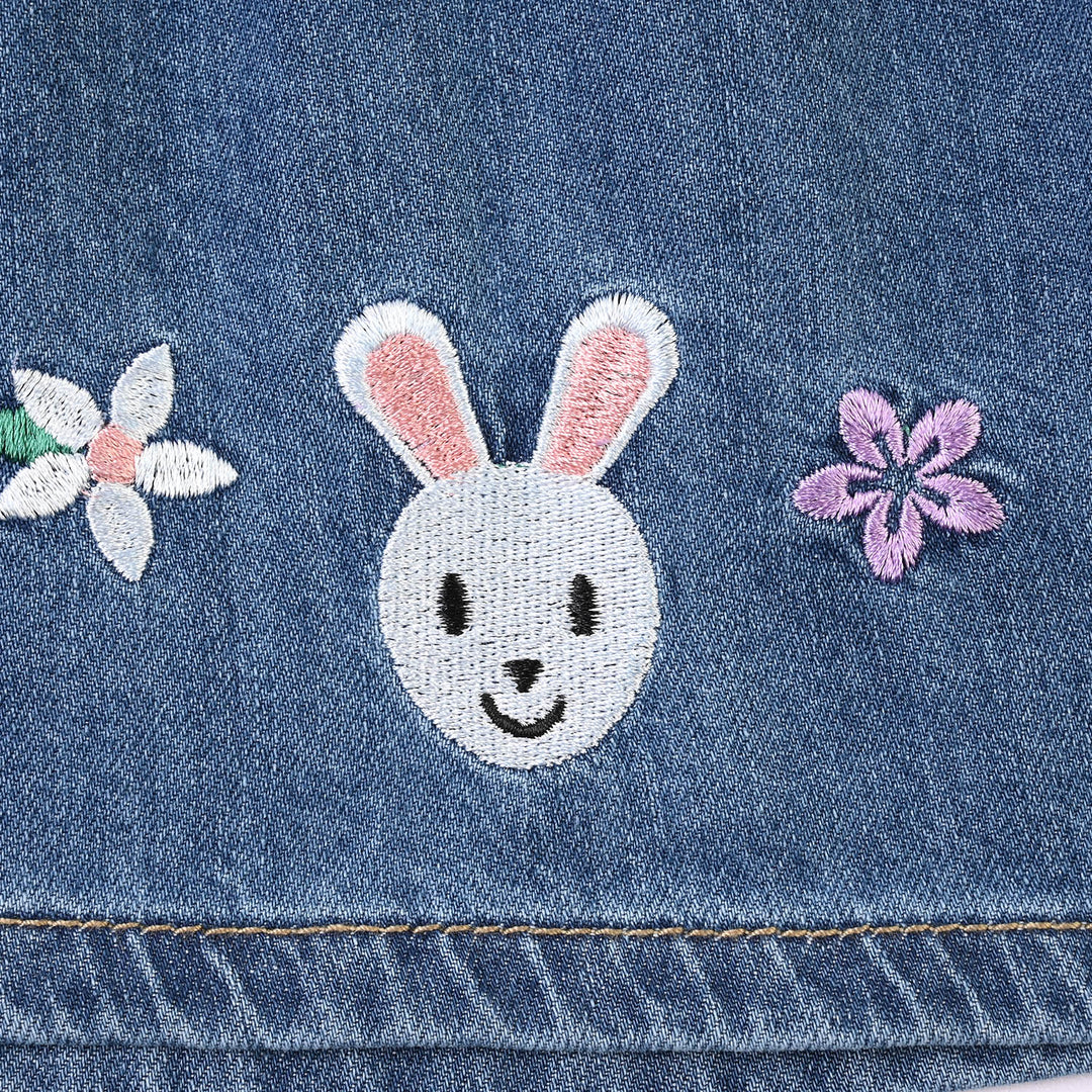 Girls Denim rigid Skirt Rabbit-Dark Blue