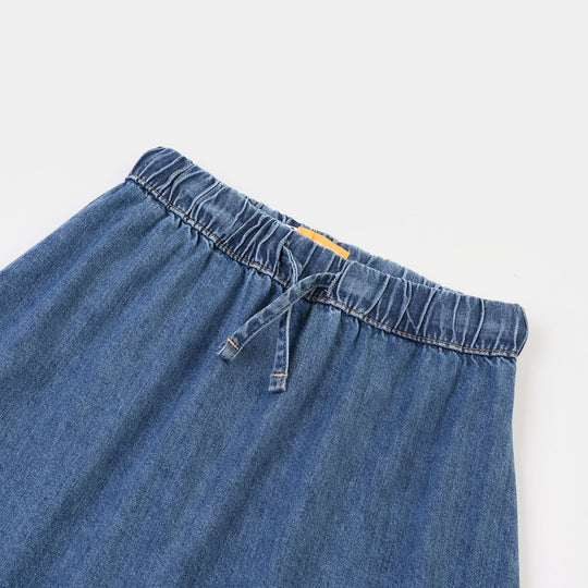 Girls Denim rigid Skirt Rabbit-Dark Blue