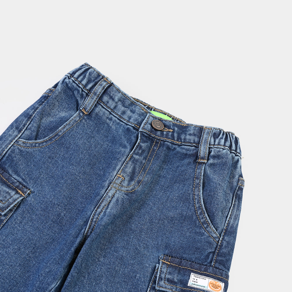 Infant Boys Denim rigid Pant Smiley Label-Mid Blue