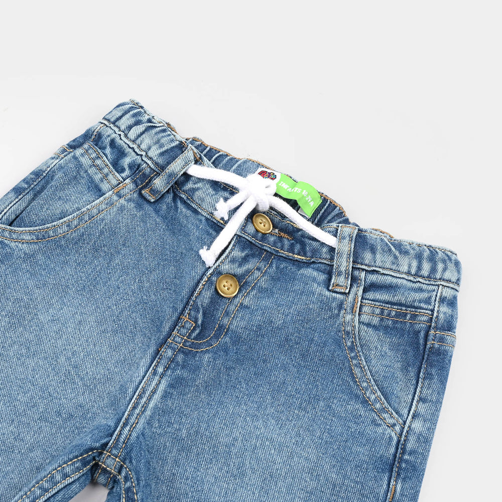 Infant Boys Denim rigid Pant Wooden Buttons Style-Light Blue
