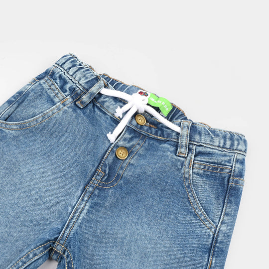 Infant Boys Denim rigid Pant Wooden Buttons Style-Light Blue