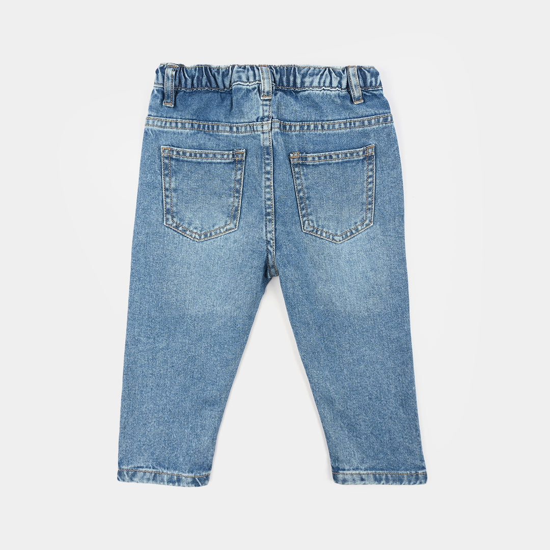 Infant Boys Denim rigid Pant Wooden Buttons Style-Light Blue