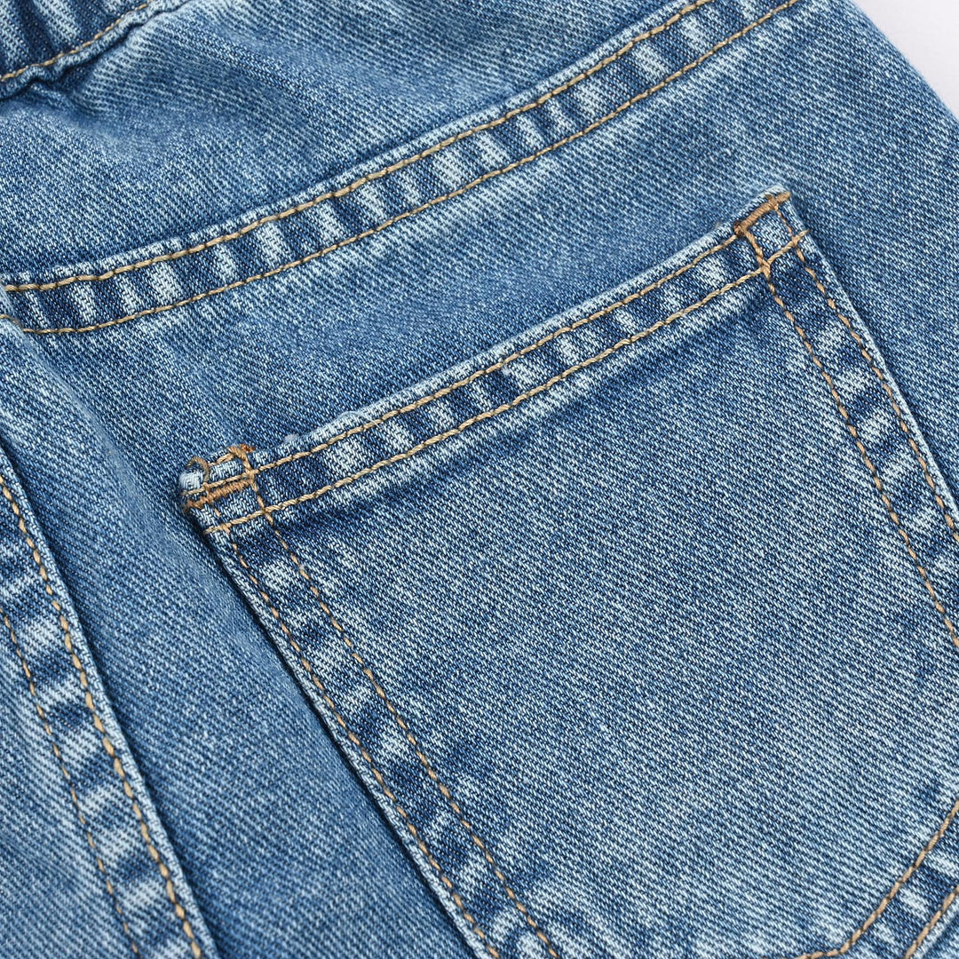 Infant Boys Denim rigid Pant Wooden Buttons Style-Light Blue
