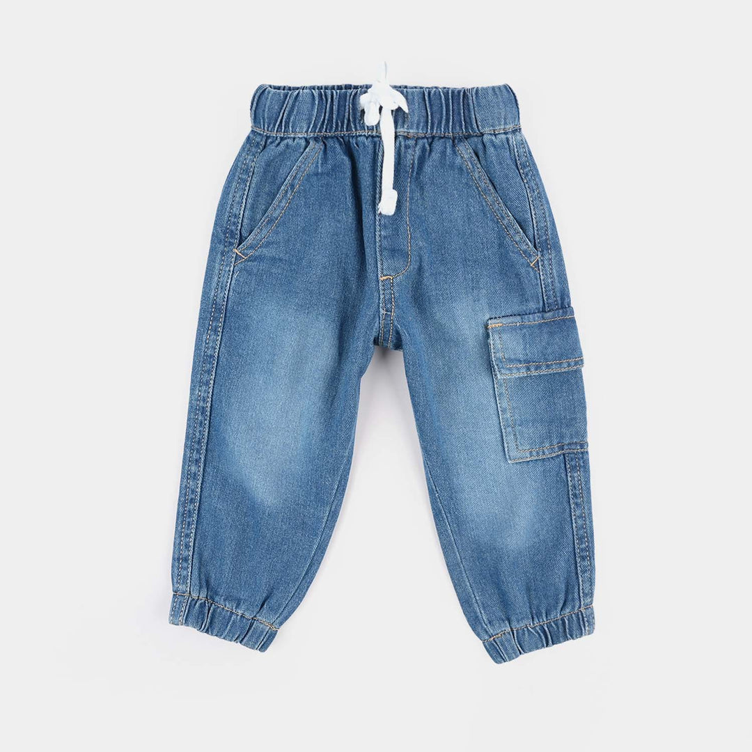 Infant Boys Denim rigid Pant Cargo Style-Mid Blue