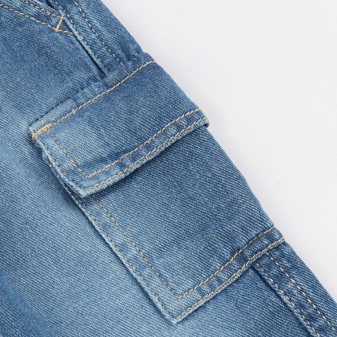 Infant Boys Denim rigid Pant Cargo Style-Mid Blue