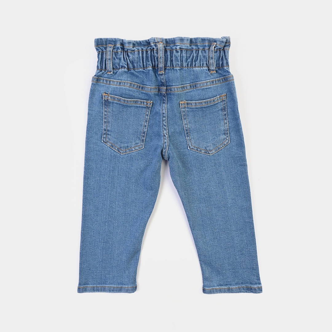 Infant Girls Denim Stretch Pant Polka Dot-Light Blue
