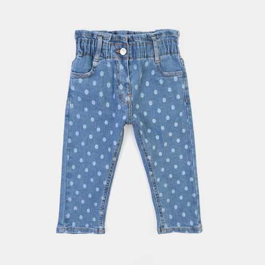 Infant Girls Denim Stretch Pant Polka Dot-Light Blue
