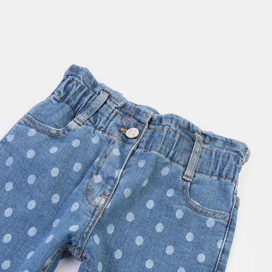 Infant Girls Denim Stretch Pant Polka Dot-Light Blue
