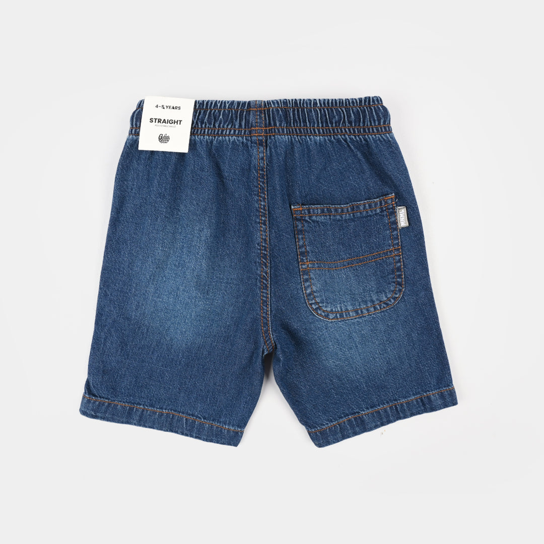 Boys Rigid Denim Patch Detail Shorts Winner – Mid Blue