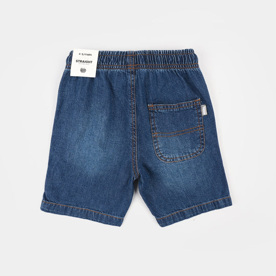 Boys Rigid Denim Patch Detail Shorts Winner – Mid Blue