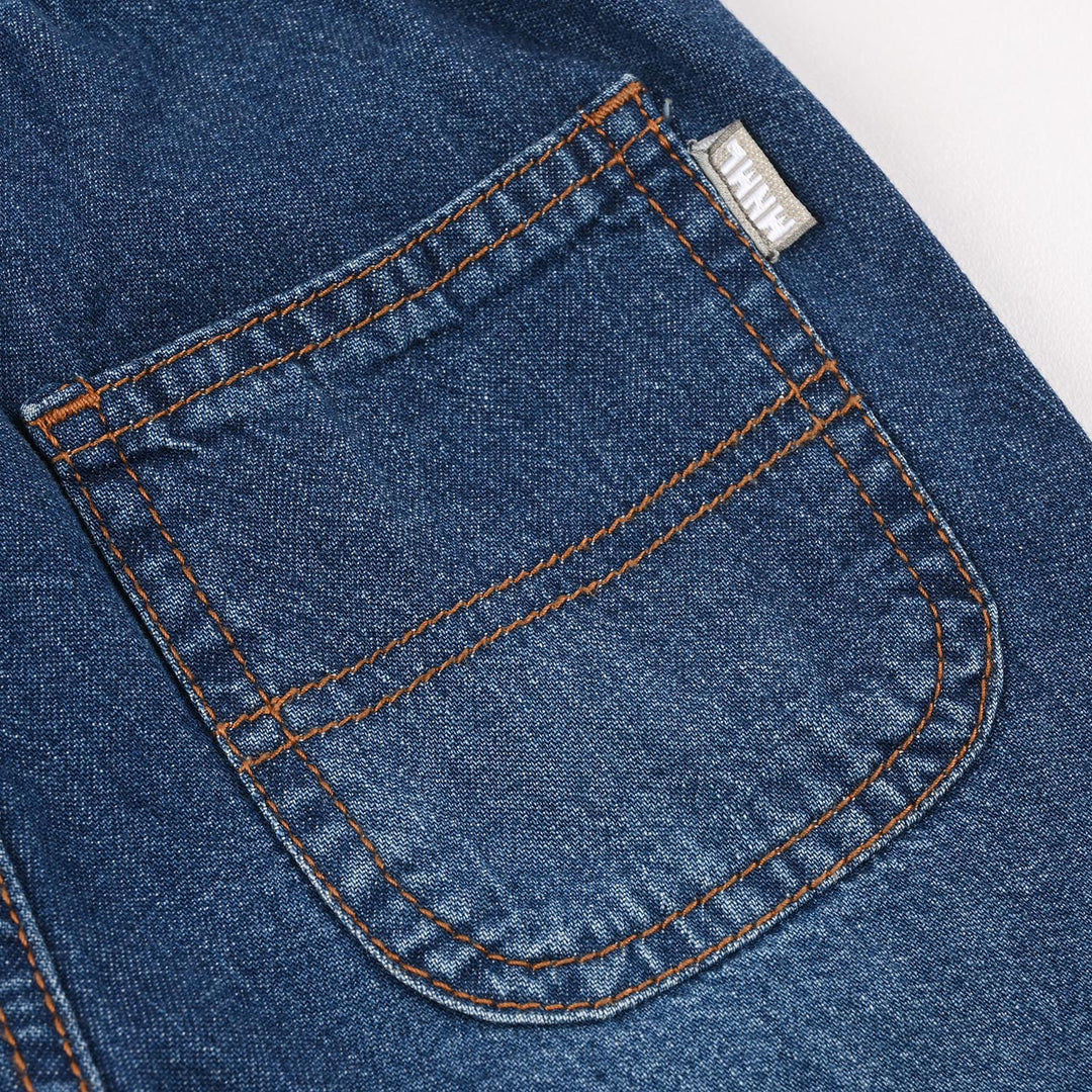 Boys Rigid Denim Patch Detail Shorts Winner – Mid Blue