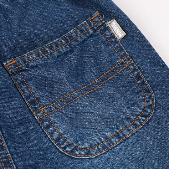 Boys Rigid Denim Patch Detail Shorts Winner – Mid Blue