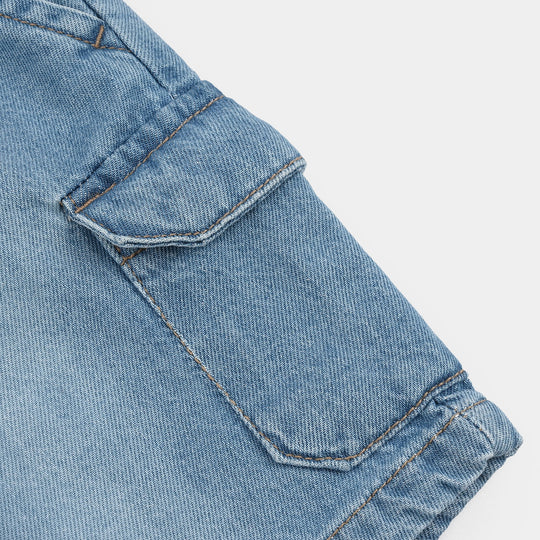 Boys Denim rigid Shorts Light Cargo-Ice Blue