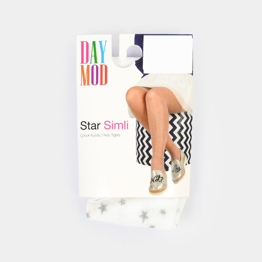 Girls Leggings (Star) - White