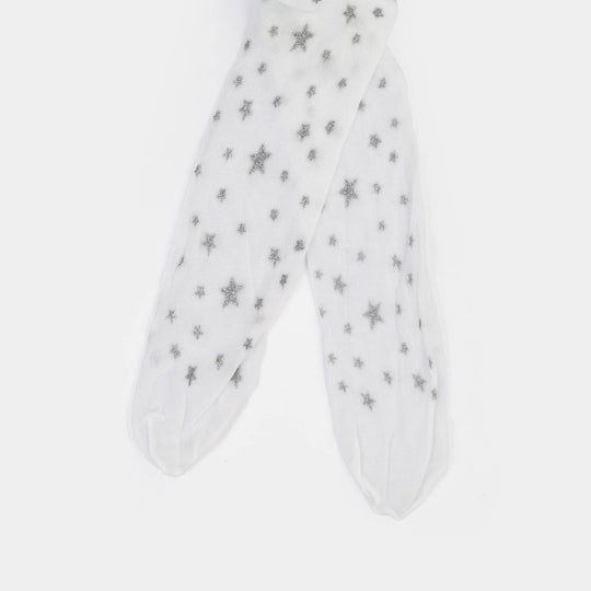 Girls Leggings (Star) - White
