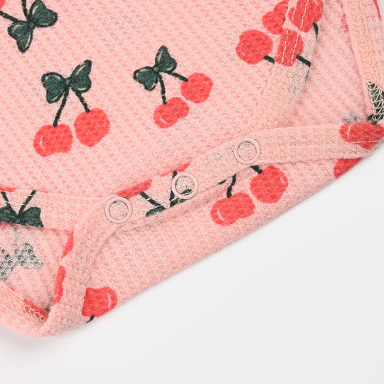 Infant Girls Cotton Romper (Cherry) - Pink