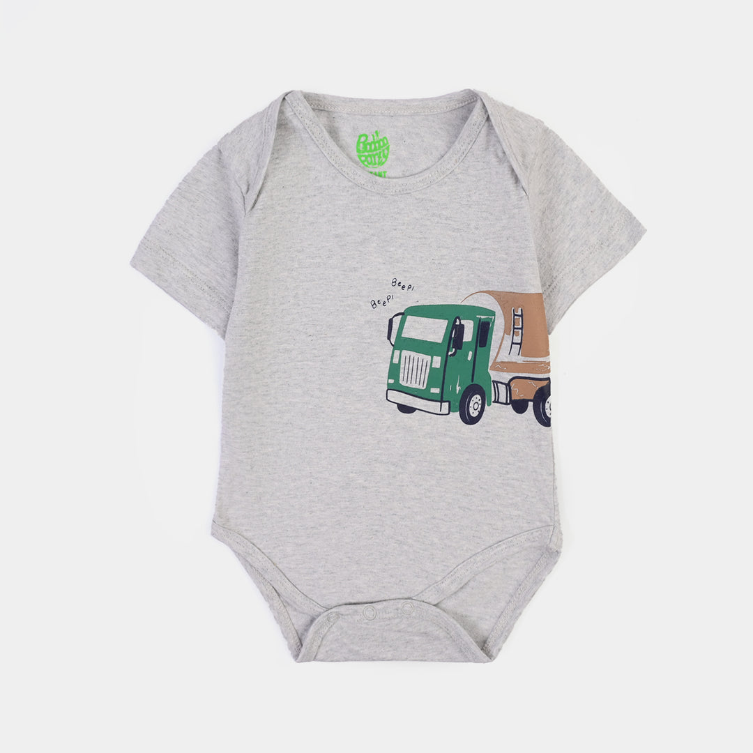 Infant Boys Cotton Jersey New Ride Romper Set-Yellow.Grey