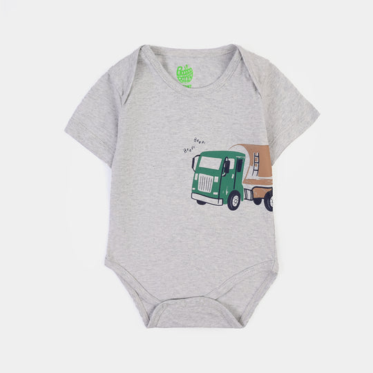 Infant Boys Cotton Jersey New Ride Romper Set-Yellow.Grey