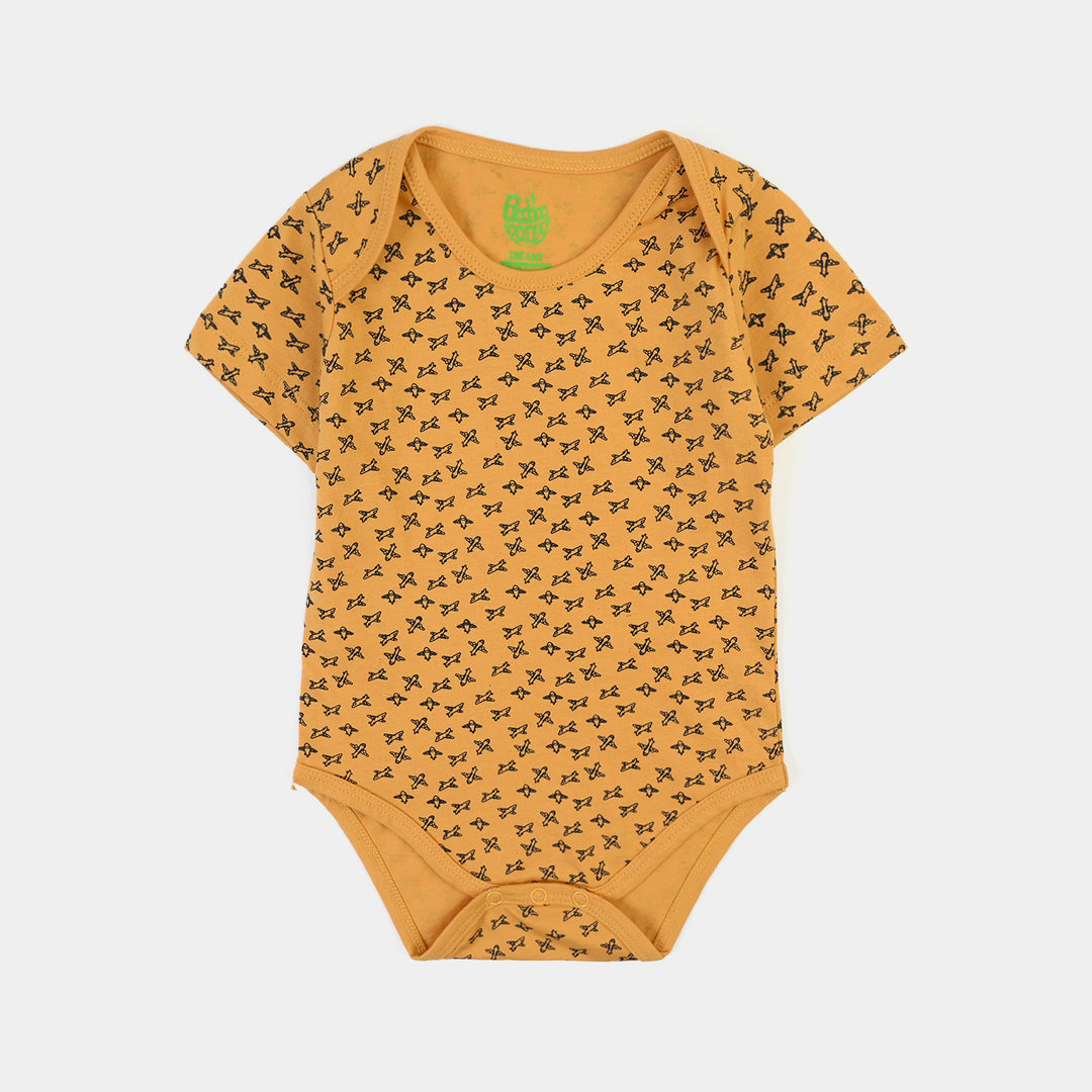 Infant Boys Cotton Jersey New Ride Romper Set-Yellow.Grey
