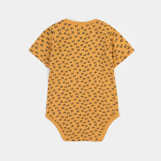 Infant Boys Cotton Jersey New Ride Romper Set-Yellow.Grey