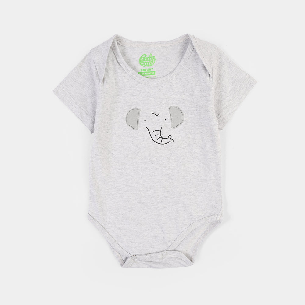 Infant Boys Jersey/Terry Elephant Romper Set-White/Grey