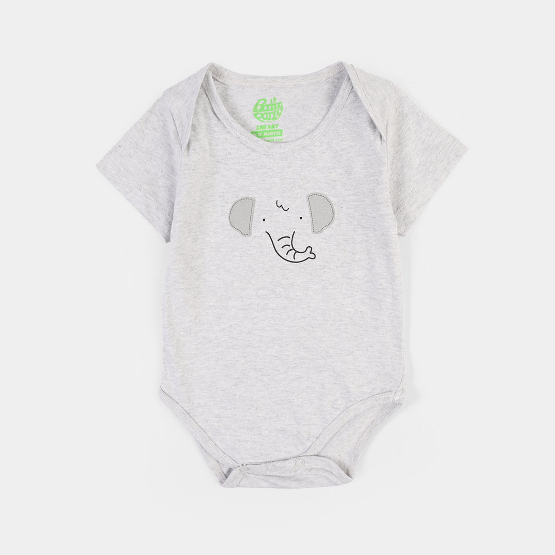 Infant Boys Jersey/Terry Elephant Romper Set-White/Grey