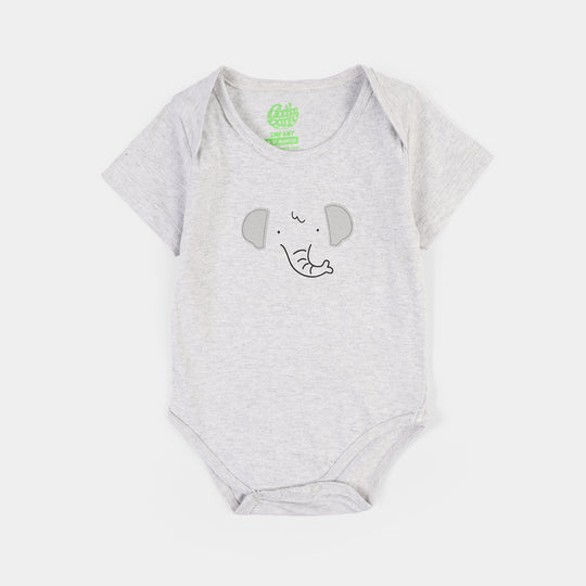 Infant Boys Jersey/Terry Elephant Romper Set-White/Grey