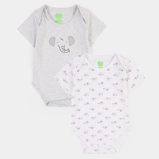 Infant Boys Jersey/Terry Elephant Romper Set-White/Grey