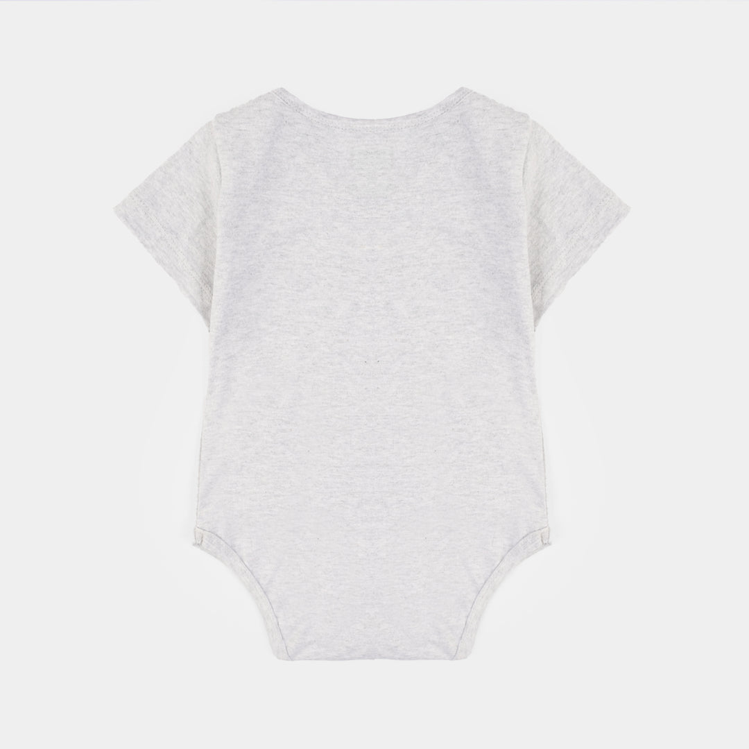 Infant Boys Jersey/Terry Elephant Romper Set-White/Grey